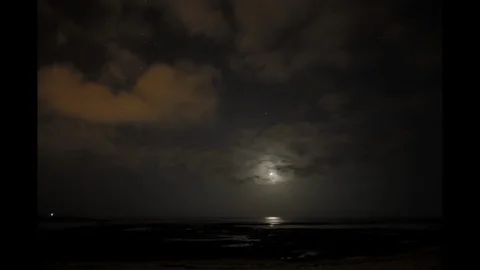 Fullmoon Timelapse at the Sea Stock Footage