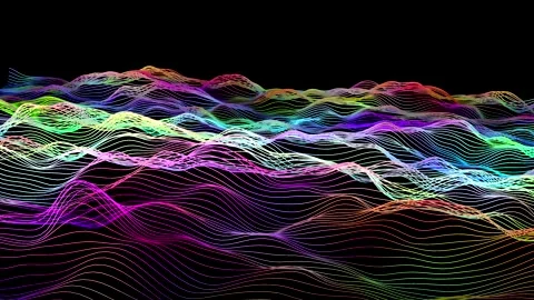 Fullscreen Abstract Digital Landscape (Imaginary Worlds) - Rainbow Mountains Stock Footage 311004006