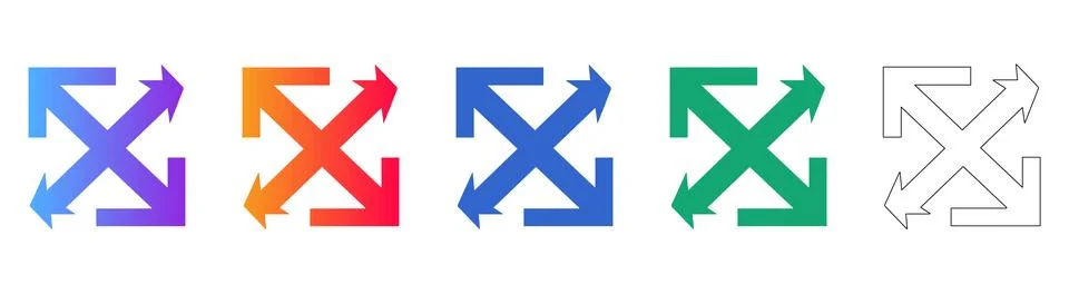 Fullscreen Expansion Arrow Icon Set Stock Illustration