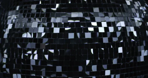 Fullscreen Half Close Glitter Mirrorball Disco Ball Close Silver Balck Lights Stock Footage 48995902