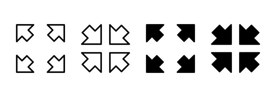 Fullscreen Icon vector. Expand to full screen sign and symbol. Arrows symbol Stock Illustration
