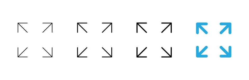 Fullscreen Icon vector. Expand to full screen sign and symbol. Arrows symbol Illustrazione stock