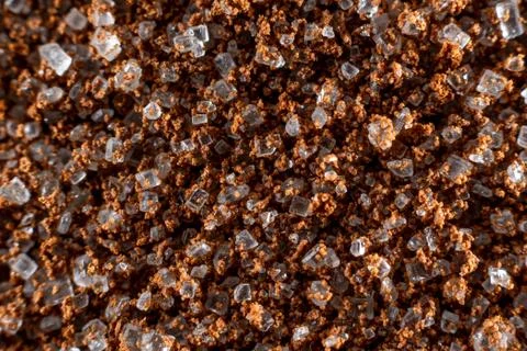 Fullscreen macro close-up with shallow depth of field of sugar mixed with ins Stock Photos