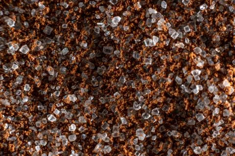 Fullscreen macro close-up with shallow depth of field of sugar mixed with ins Stock Photos