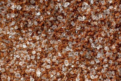 Fullscreen macro close-up with shallow depth of field of sugar mixed with ins Stock Photos
