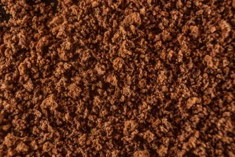 Fullscreen macro closeup with shallow depth of field of instant coffee powder Stock Photos