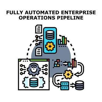 Fully automated enterprise operations pipeline concept Stock Illustration