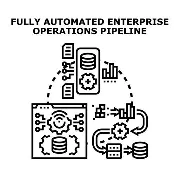 Fully automated enterprise operations pipeline concept イラスト素材