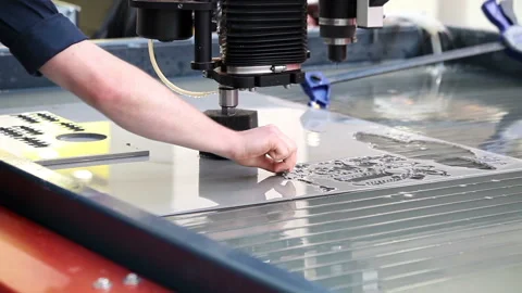 Fully automated laser cutting machine Stock Footage 90858372