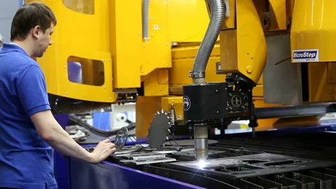 Fully automated laser cutting machine Stock Footage 90858707