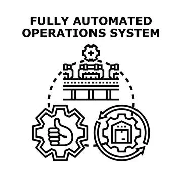 Fully automated operations system implementing industrial process automation Stock Illustration