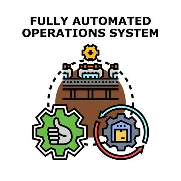 Fully automated operations system implementing industrial process automation 스톡 일러스트