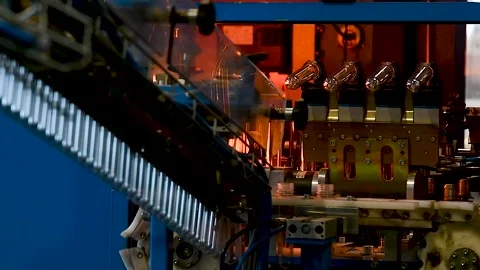 Fully automated production of plastic bottles for household chemicals Stock Footage 310045317