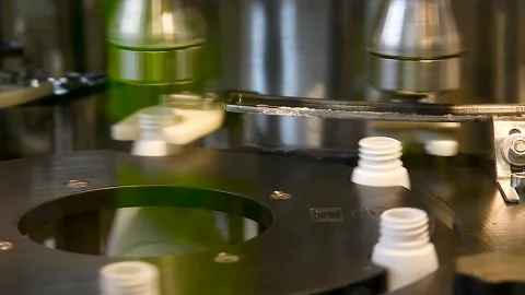 Fully automated production of plastic bottles for household chemicals Stock Footage 310045320