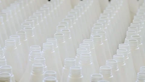 Fully automated production of plastic bottles for household chemicals Stock Footage 310045323