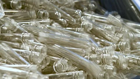 Fully automated production of plastic bottles for household chemicals Stock Footage 321611862