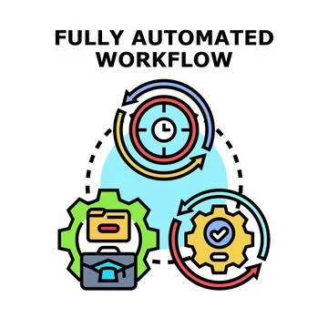 Fully automated workflow cycle delivering effective solutions Stock Illustration