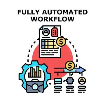 Fully automated workflow process optimizing business efficiency Illustrazione stock