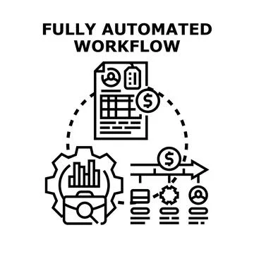 Fully automated workflow process optimizing business efficiency Illustrazione stock