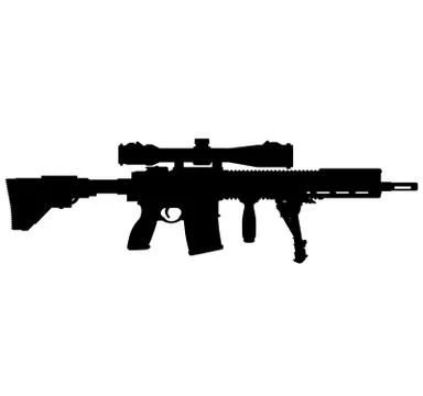 Fully automatic machine gun Sniper rifle, precision rifle HK-G28 HKG28 G28 HK417 Stock Illustration