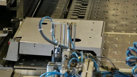 Fully automatic panel bending center in metal factory for shaping steel Stock Footage 77831821