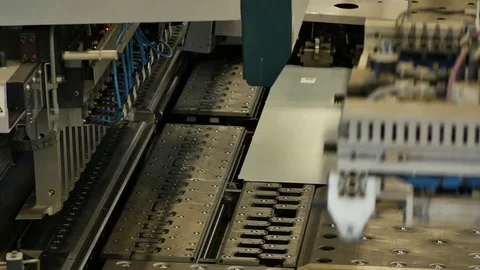 Fully automatic panel bending center in metal factory for shaping steel Stock Footage 77831961