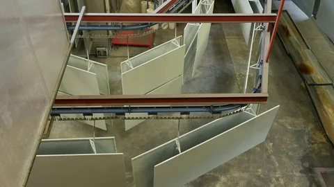 Fully automatic panel bending center in metal factory for shaping steel Stock Footage
