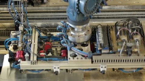 Fully automatic panel bending center in metal factory for shaping steel Stock Footage 77832180