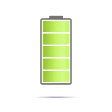 Fully charged battary icon on light background Stock Illustration