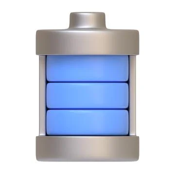 Fully charged battery icon glowing blue Stockillustratie