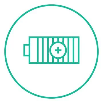 Fully charged battery line icon Illustrazione stock