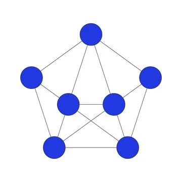 Fully connected network diagram 2D cartoon object Stock Illustration