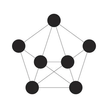 Fully connected network diagram 2D black filled object Stock Illustration