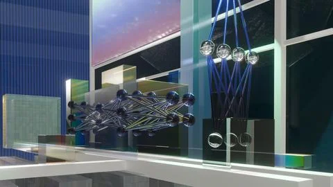 Fully connected neural network concept illustration, Elegant Modern Design, 3D Stock Illustration