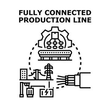 Fully connected production line concept vector illustration Illustrazione stock