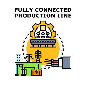 Fully connected production line concept vector illustration Stock Illustration