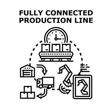 Fully connected production line process automation concept Stock Illustration
