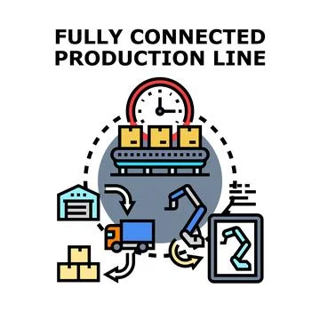 Fully connected production line process automation concept Stock Illustration