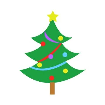 Fully Decorated Simple Pine Christmas Tree Illustrazione stock