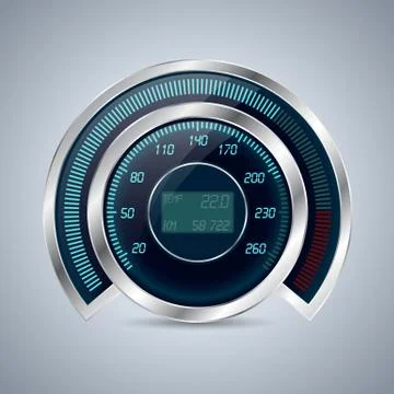 Fully digital speedometer rev counter Stock Illustration
