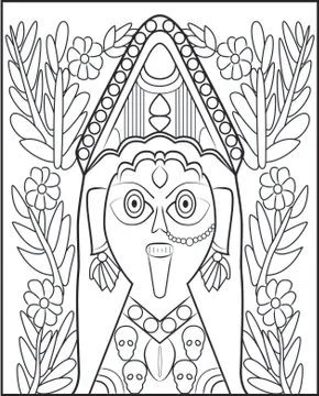 Fully Editable Drawing of Dangerous Looking Death Goddess Stock Illustration