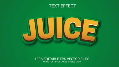 Fully editable vector eps mango juice text effect design. Ilustración de archivo