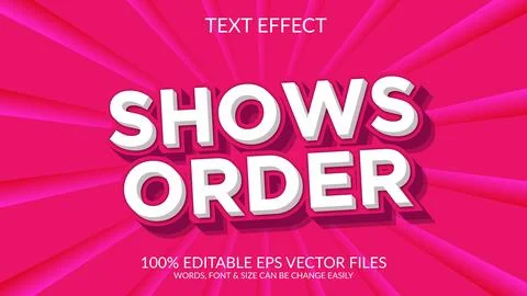 Fully editable vector eps shows order text effect design. Stock Illustration
