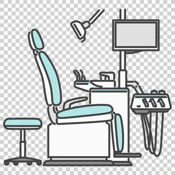 Fully equipped accessible dental unit with folding footrest Stock-Illustration