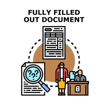 Fully filling out document application administrative process Stock Illustration