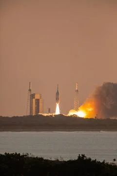 A fully functional Launch Abort System (LAS) with a test version of Orion ... 库存照片