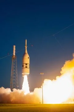 A fully functional Launch Abort System (LAS) with a test version of Orion ... Stock Photos