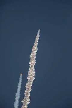 A fully functional Launch Abort System (LAS) with a test version of Orion ... Fotos Stock