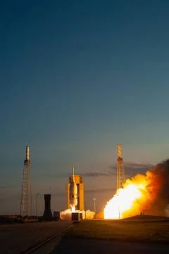 A fully functional Launch Abort System (LAS) with a test version of Orion ... Foto stock