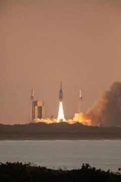 A fully functional Launch Abort System (LAS) with a test version of Orion ... Stock Photos